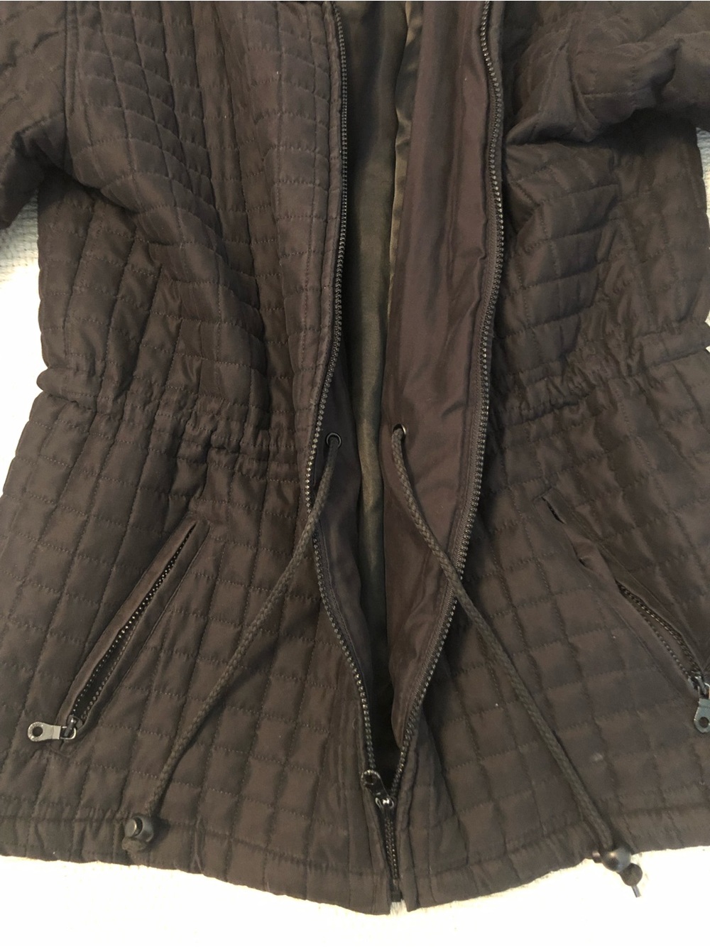 Nine West Quilted Drawstring Waist Jacket - Brown